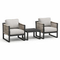 3-teiliges Gartenmöbel-Set mit 2 Sesseln und Tisch, Schwarz/Beige/Grau, Sessel 68 × 72 × 78 cm, Tisch 60 × 60 × 42 cm