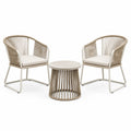 3-teiliges Balkonmöbel-Set Beige/Cremeweiß mit 2 Sesseln 70 × 65 × 80 cm und rundem Tisch 60 × 45 cm