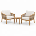 3-teiliges Terrassenmöbel-Set mit 2 Sesseln und Beistelltisch, Natur/Beige, Sessel 72 × 75 × 78 cm, Tisch 50 × 50 × 45 cm