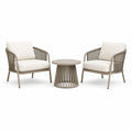 3-teiliges Gartenmöbel-Set in Taupe/Creme mit 2 Sesseln und rundem Tisch, Sessel 70 × 75 × 78 cm, Tisch Ø 55 × 45 cm
