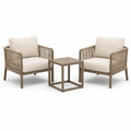 3-teiliges Gartenmöbel-Set mit 2 Sesseln und Beistelltisch, Beige/Braun, Sessel 72 × 68 × 78 cm, Tisch 50 × 50 × 45 cm