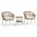 3-teiliges Balkon- und Terrassenset in Natur, Beige und Creme – 2 Sessel 72 × 68 × 78 cm, Tisch Ø 50 × 45 cm