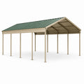 Stahl-Carport mit Satteldach, 600 × 300 × 270 cm, Beige/Grün