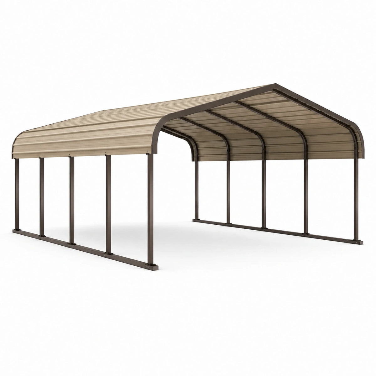 Freistehende Fahrzeugüberdachung aus Stahl, Braun/Beige, 600 × 300 × 270 cm
