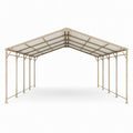 Freistehende Stahlkonstruktion 600 × 300 × 270 cm mit Polycarbonat-Satteldach, Beige/Transparent