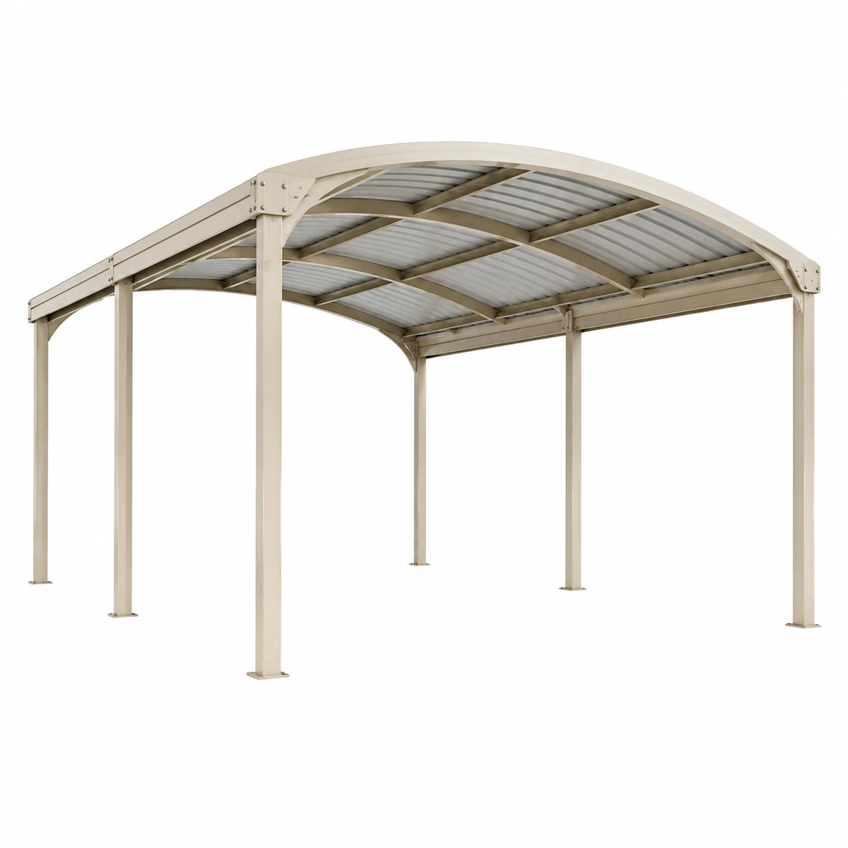 Metall-Carport 500 × 300 × 280 cm mit gewölbtem Dach, Beige/Grau