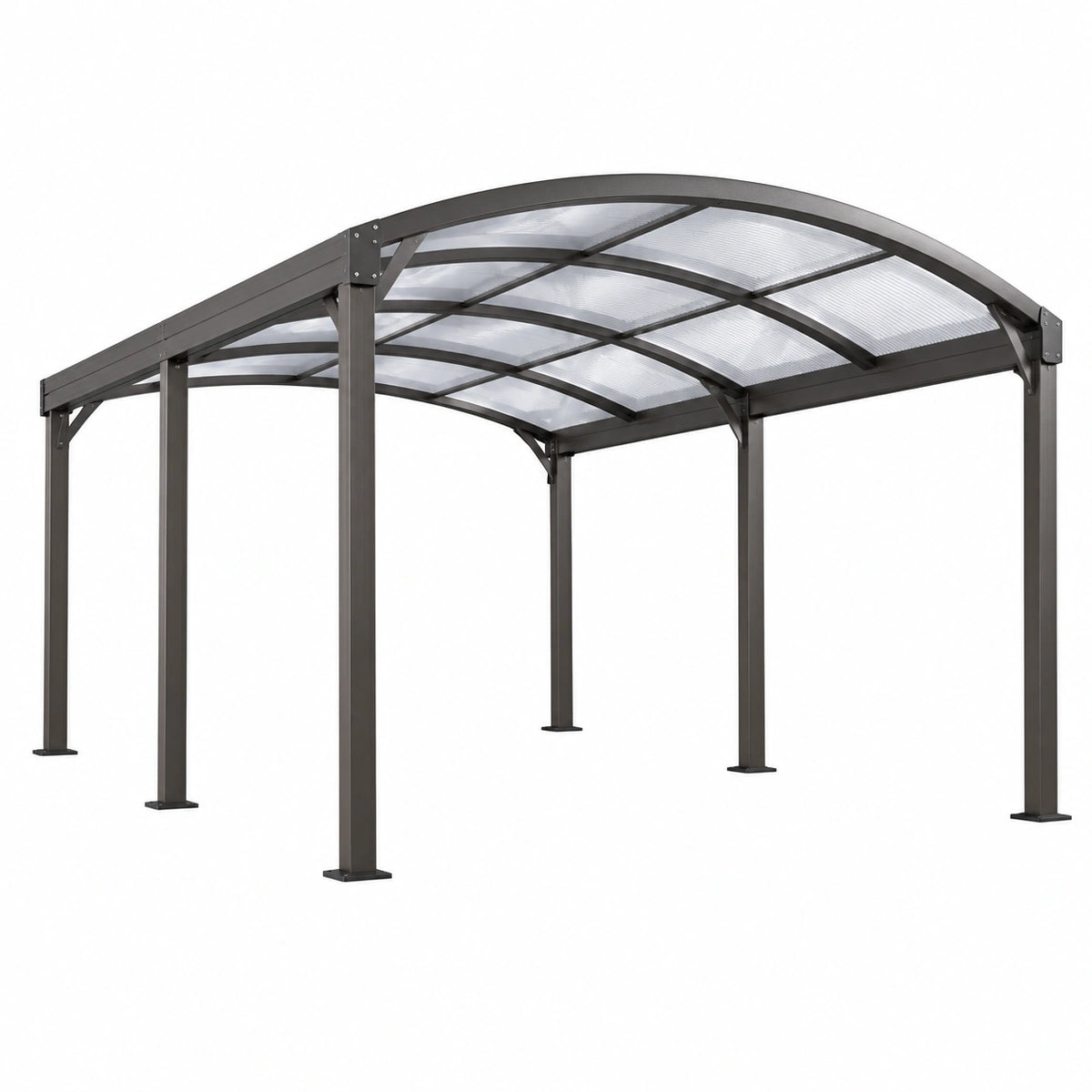 Carport mit Runddach aus Stahl und Polycarbonat, 500 × 300 × 270 cm, Anthrazit/Transparent