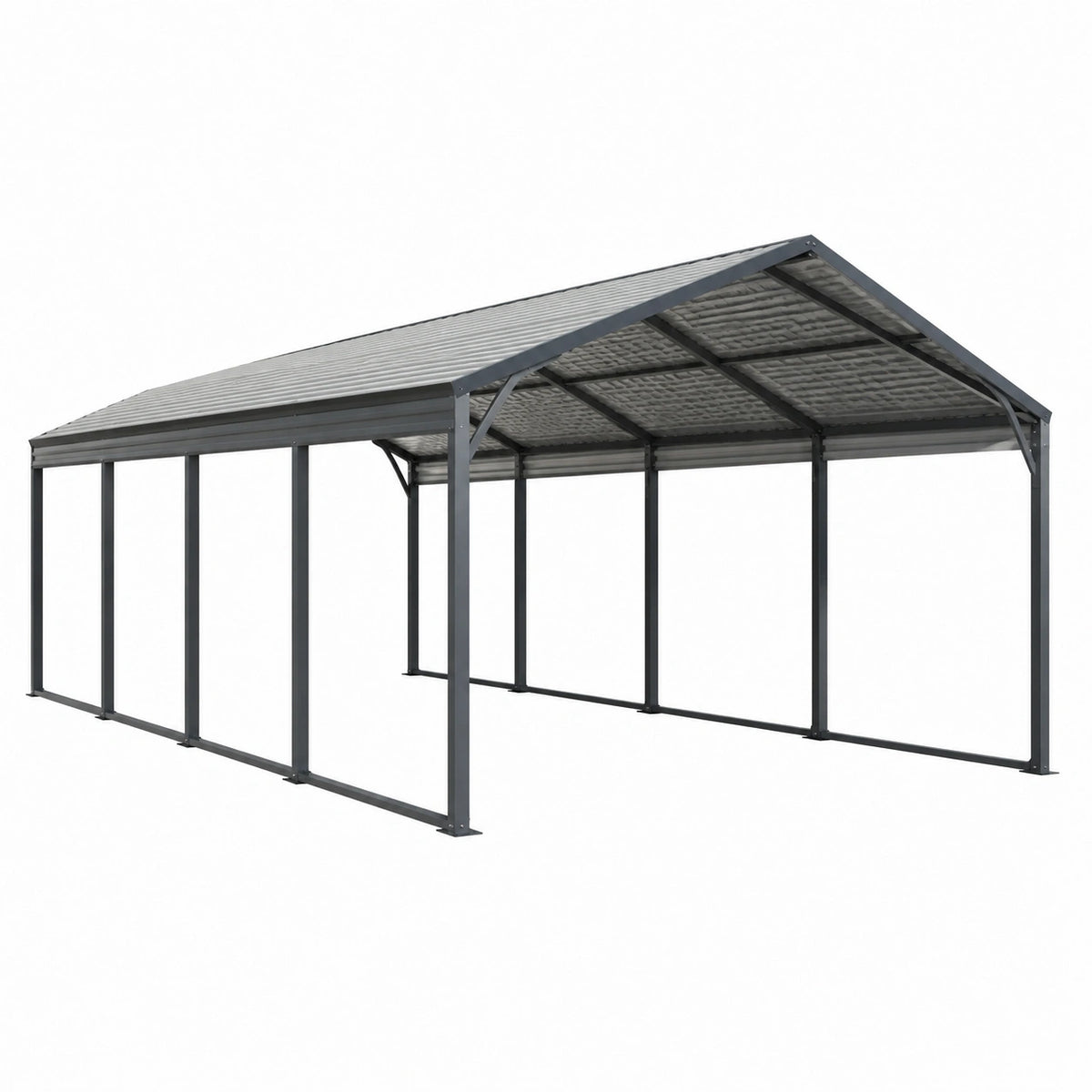 Stahlrahmen mit geneigtem Metalldach, Anthrazit, 600 × 300 × 270 cm