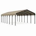 Stahl-Carport mit Polycarbonatdach, 600 × 600 × 270 cm, Beige/Schwarz