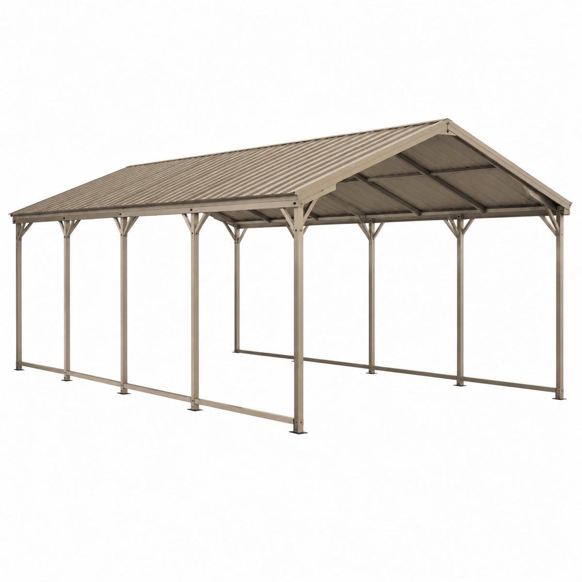 Beiger Stahl-Carport mit Satteldach, 600 × 300 × 270 cm