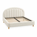 Polsterbett 160 × 200 cm in Creme mit Bouclé-Bezug, Holzlattenrost und hohem Kopfteil