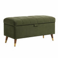 Sitzbank mit Stauraum im Retro-Stil, olivgrün, 100 × 40 × 46 cm