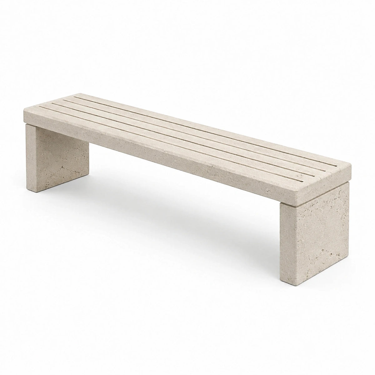 Natursteinbank 150 × 40 × 45 cm Beige mit gerillter Sitzfläche