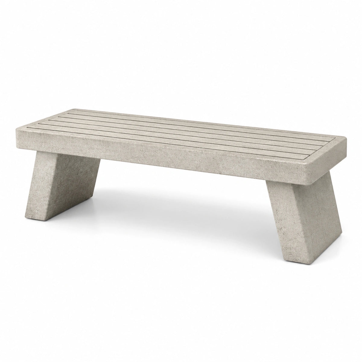 Gartenbank aus Beton in Hellgrau, 150 x 40 x 45 cm, gerillte Sitzfläche