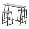 Bartisch-Set mit 2 Barhockern, 120 x 40 x 95 cm, Betonoptik Grau/Schwarz