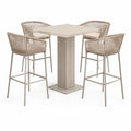 5-teiliges Barset für Garten und Terrasse in Beige, Tisch 60 × 60 × 105 cm mit 4 Barhockern