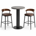 3-teiliges Bartisch-Set mit 2 Barhockern, Tisch Ø 80 x 105 cm, Hocker 48 x 52 x 98 cm, Grau/Braun/Schwarz