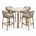 5-teiliges Bartisch-Set, 120 × 120 × 105 cm, Beige und Messingfarben, Marmoroptik